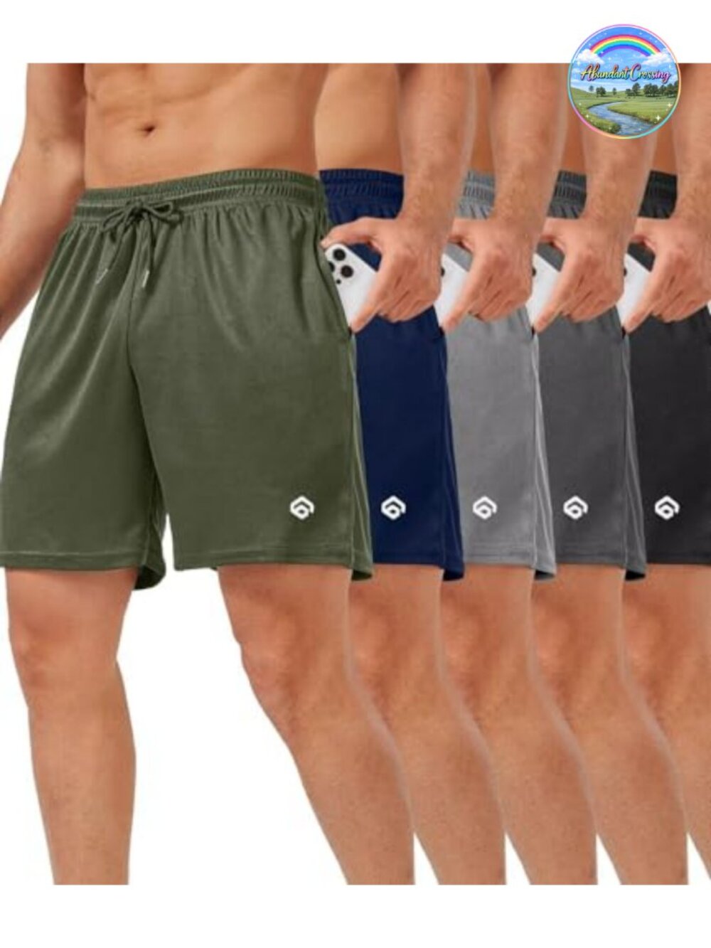 5 Pack Men's Quick-Dry Mesh Athletic Shorts 5" Inseam with Pockets